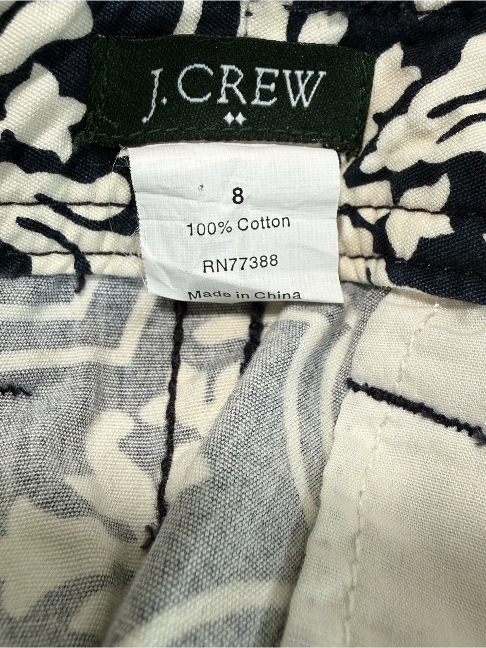 J. Crew Navy Blue/ White Medallion Patterned Mini Skirt Size 8